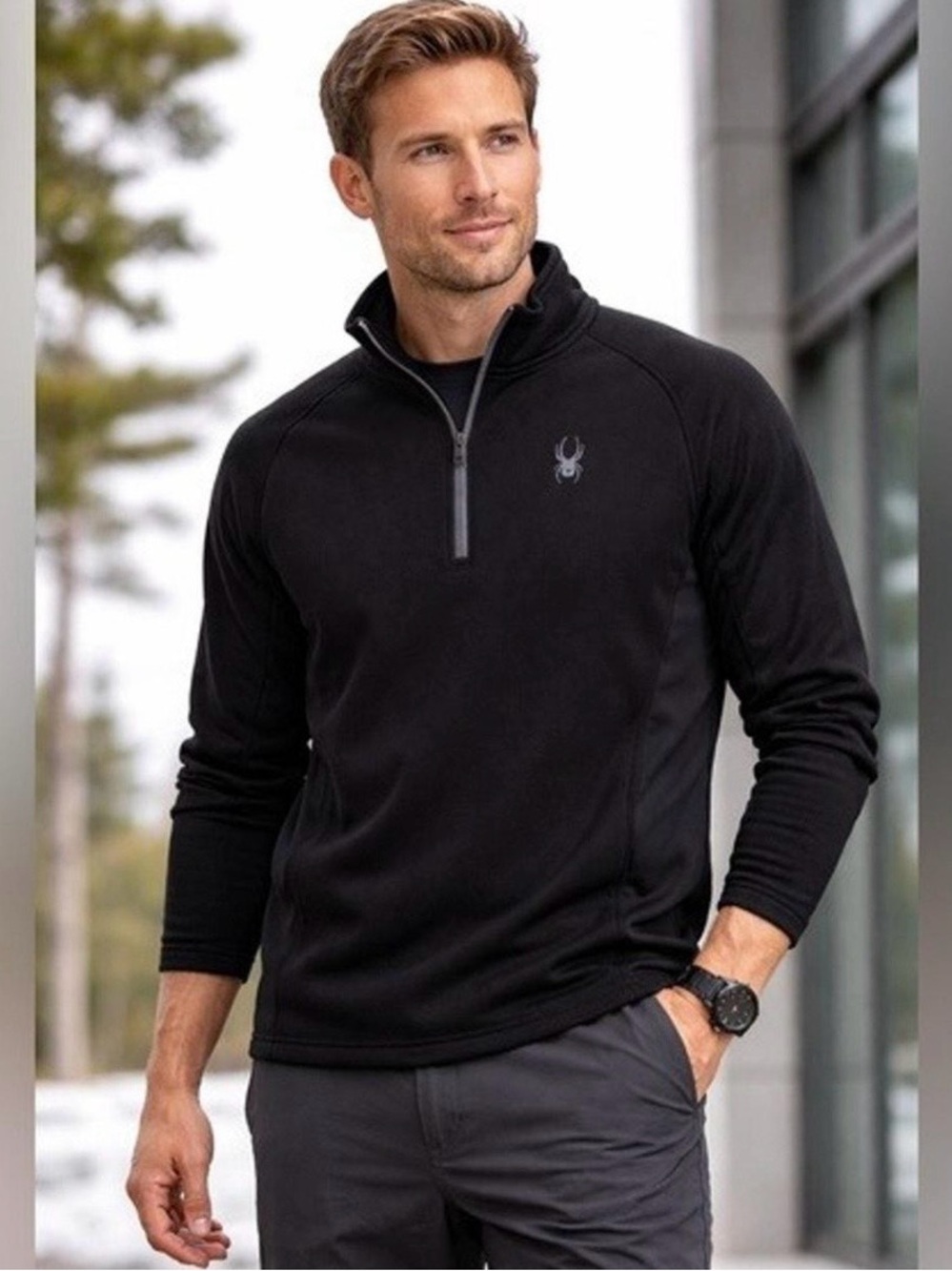 Spyder Men Outbound Performance Pullover XL Mid Weight Jacket 1/4 Zip Base Layer
